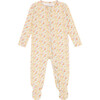 Babys Marigold Floral Print Pima Long Sleeve Snug Fit Front Zipper Footie, Yellow - Footie Pajamas - 1 - thumbnail