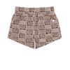 Boys Checker Tree Print Elastic Waistband Drawstring Pocket Boardie, Brown - Swim Trunks - 6