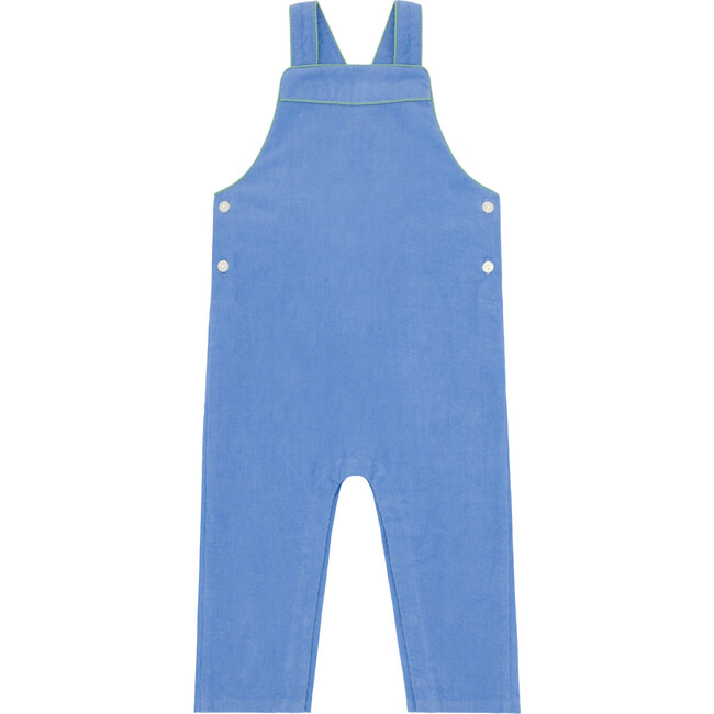 Babys Corduroy Adjustable Straps Elastic Back Snap Overalls, Lagoon Blue