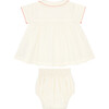 Baby Girls Pintuck Ruffle Collar Short Sleeve Top And Bloomer Set, Cream - Mixed Apparel Set - 2