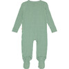 Babys Striped Pima Long Sleeve Snug Fit Front Zipper Footie, Hunter Green - Footie Pajamas - 5