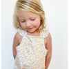 Baby Girls Marigold Floral Print Adjustable Straps Elastic Back Snap Overalls, Yellow - Overalls - 2