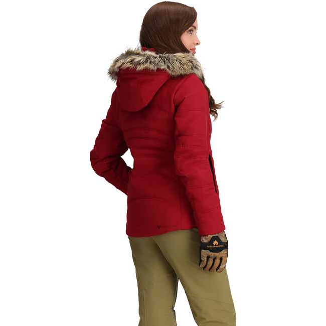 Women's Tuscany II Ski-Ready Regular Fit Faux Fur Hooded Jacket, Rustic Red - Parkas - 7
