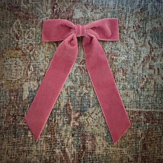Mademoiselle Velvet Bow, Rose - Hair Accessories - 4