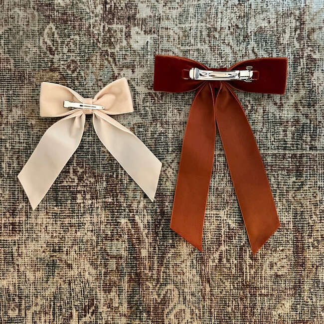 Mademoiselle Velvet Bow, Loden - Hair Accessories - 6