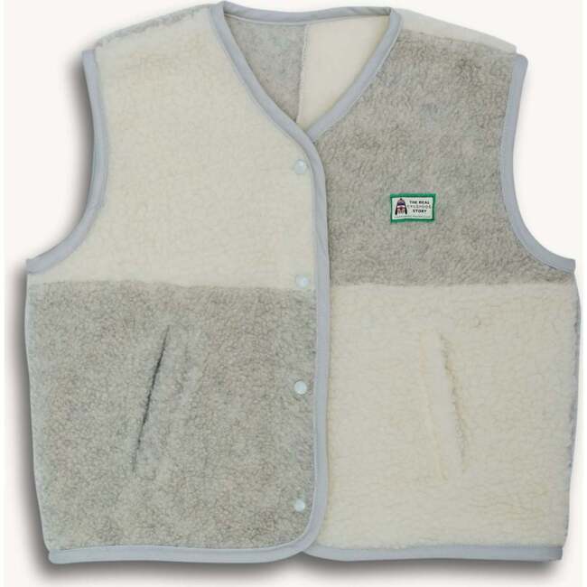 Merino Wool Vest, Cream & Grey