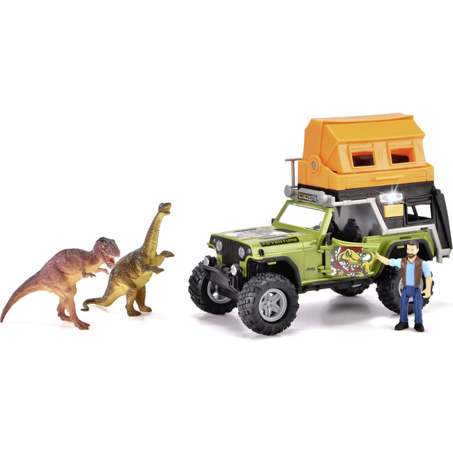 Dickie Toys: Jeep Dino Camper Set - Green & Orange - Light & Sound Toy Vehicle