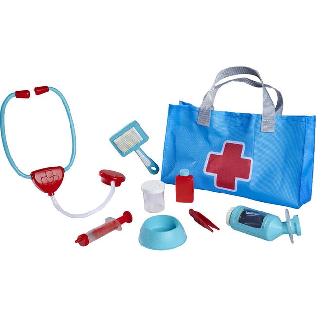 Simba Toys: Veterinary & Pet Care Set - Blue & Red - 7pc Toy Medical & Grooming Tools