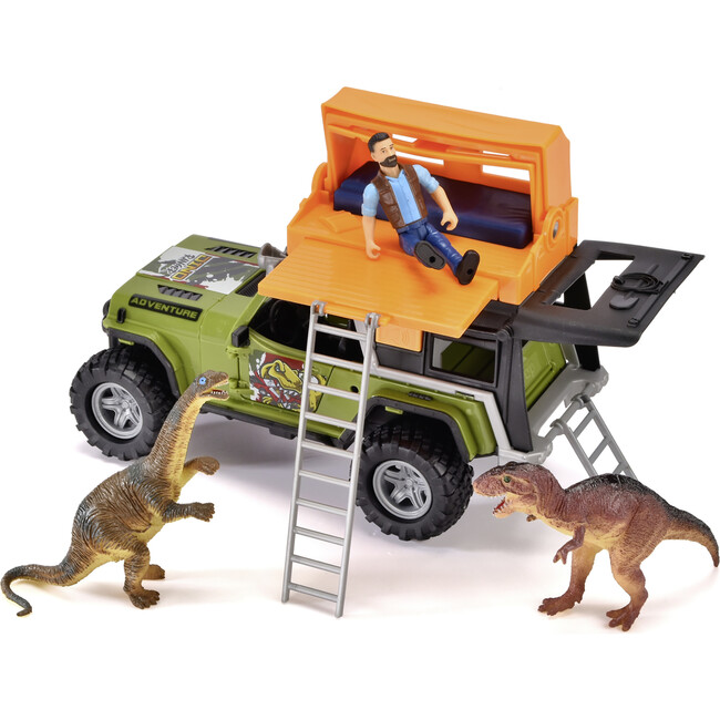 Dickie Toys: Jeep Dino Camper Set - Green & Orange - Light & Sound Toy Vehicle - Transportation - 2