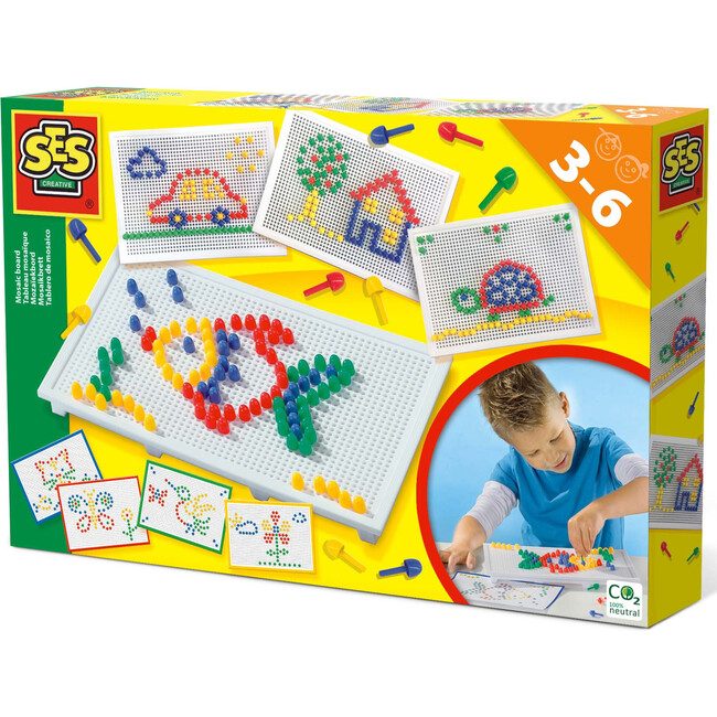 SES Creative: Reusable Mosaic Board - Colored Pins, Kids Ages 3+