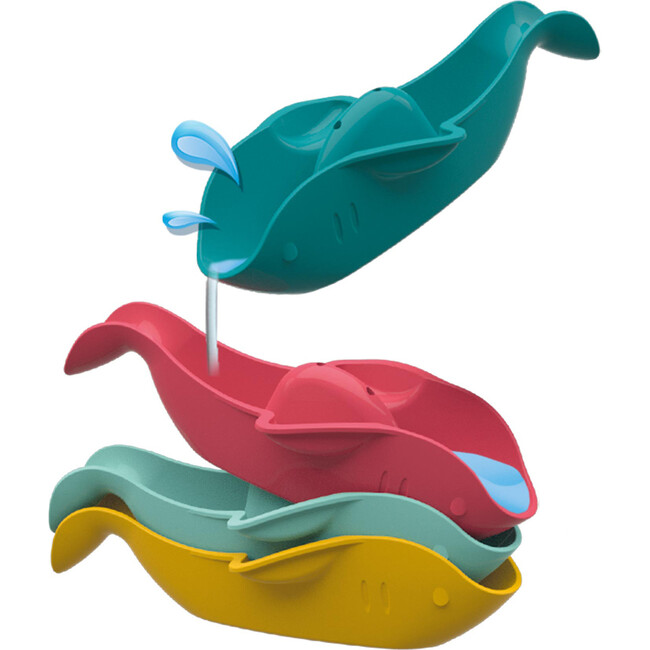 SES Creative: Fish In A Row - 4 Fish Boats, Linking Colorful Toy Boats - Bath Toys - 1