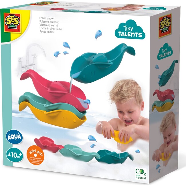 SES Creative: Fish In A Row - 4 Fish Boats, Linking Colorful Toy Boats - Bath Toys - 2