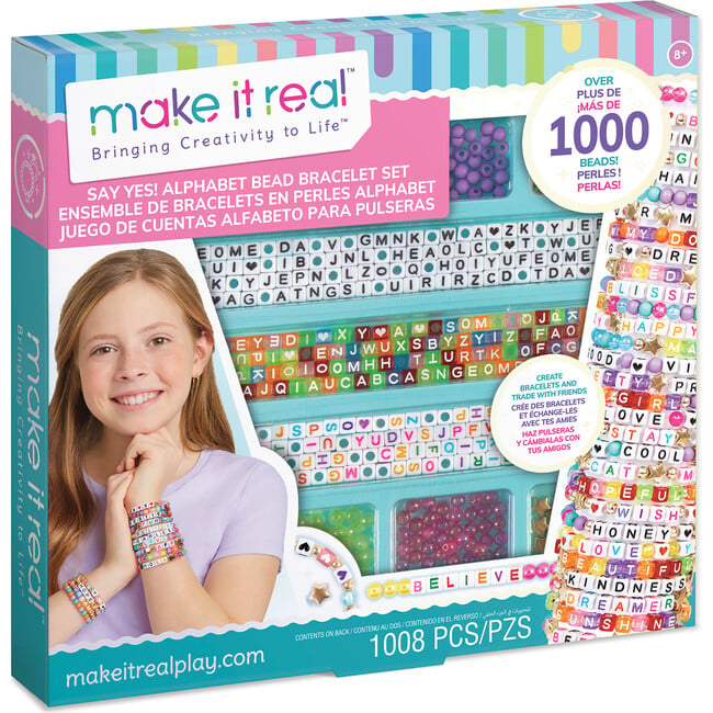 Make It Real: Say Yes! Alphabet Bead Bracelet Set - 1008pc DIY Jewelry Kit