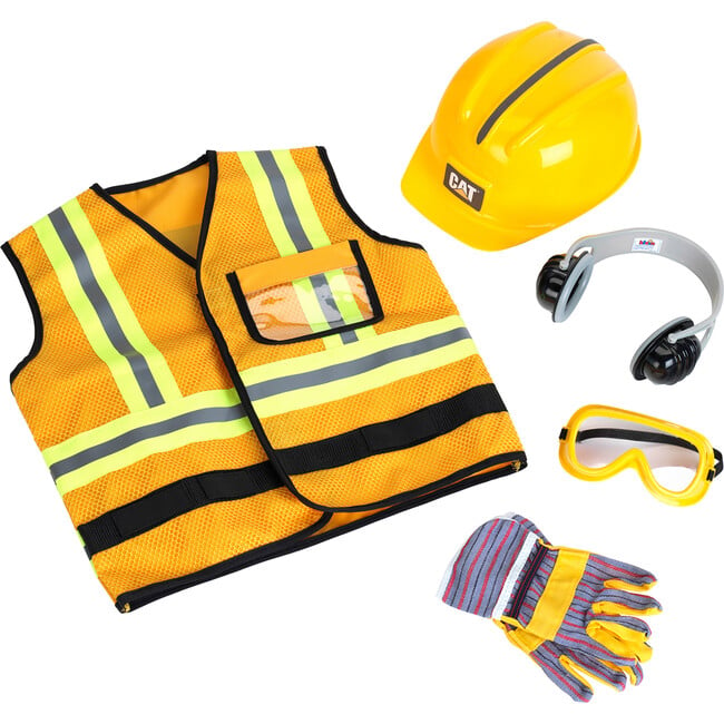 CAT: Construction Worker Vest - Yellow & Black - 5pc Set