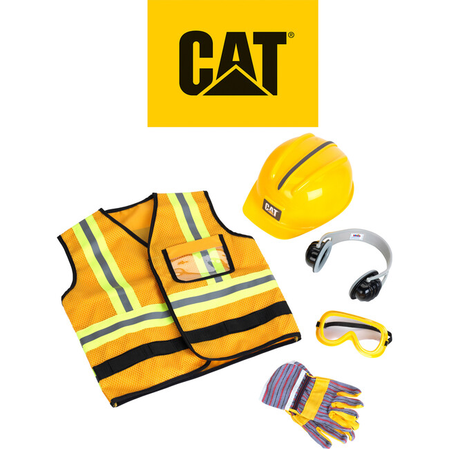 CAT: Construction Worker Vest - Yellow & Black - 5pc Set - Role Play Toys - 3
