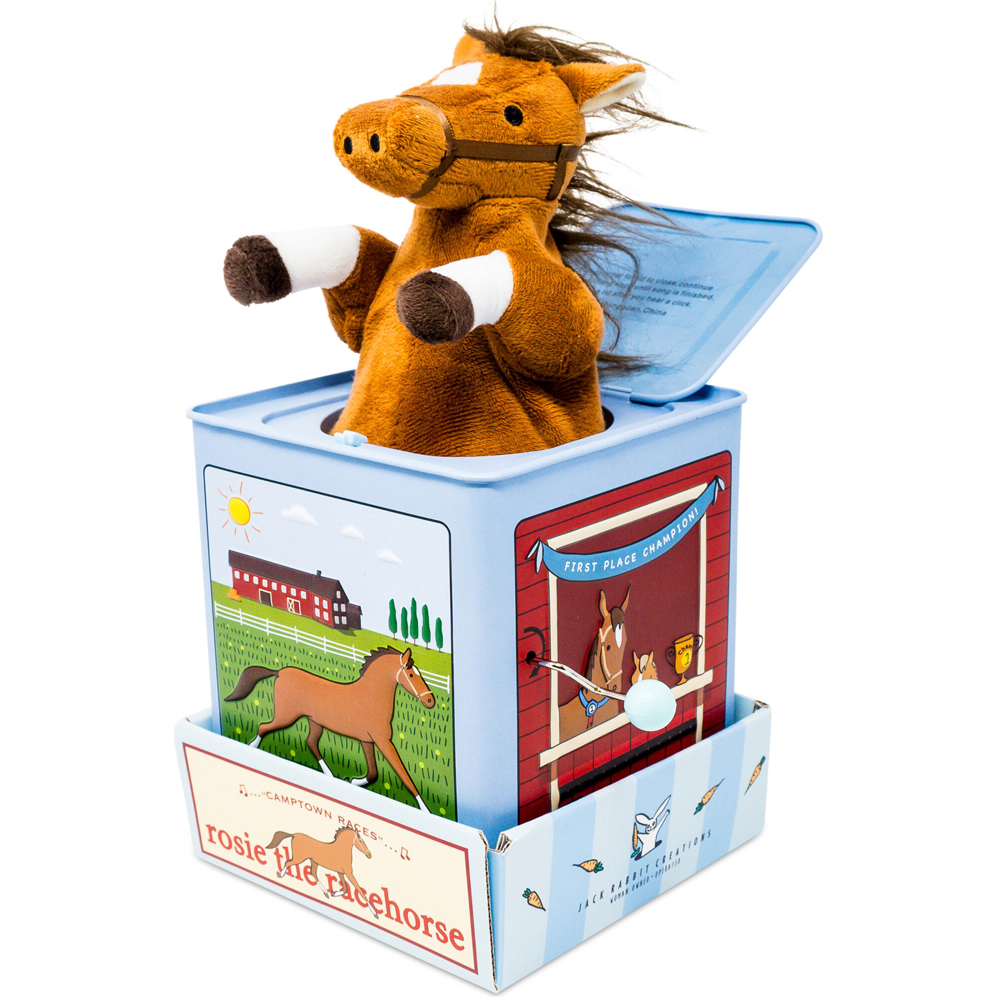 Jack Rabbit Creations: Rosie The Racehorse - Classic Music Jack In The Box Toy - Developmental Toys - 1