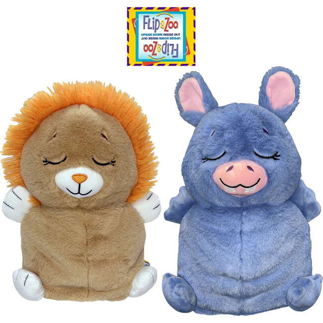 FlipaZoo: Upside Down Inside Out - Lion to Hippo - 2-In-1 Animal Plush