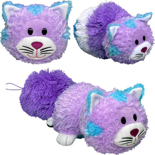 FlipaZoo: Magic Tails - Purple Cat to Blue Husky - 2-In-1 Animal Plush w/ Bonus 3" Baby Org - Storage - 3