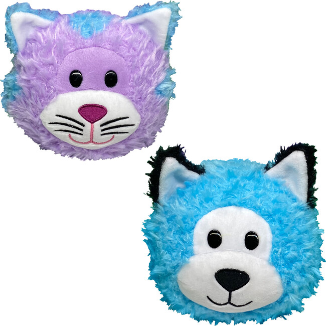 FlipaZoo: Magic Tails - Purple Cat to Blue Husky - 2-In-1 Animal Plush w/ Bonus 3" Baby Org - Storage - 4