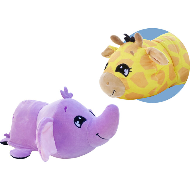 FlipaZoo Mushmillow Jazzy Giraffe to Emi Elephant Plus Bonus Baby FlipaZoo