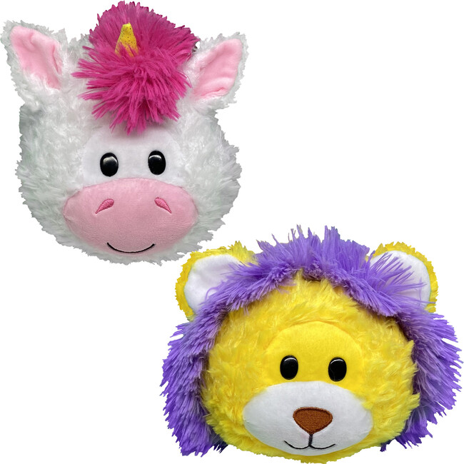 FlipaZoo Magic Tails White Unicorn to Yellow Lion - 2-In-1 Animal Plush w/ Bonus 3" Baby Org - Storage - 4