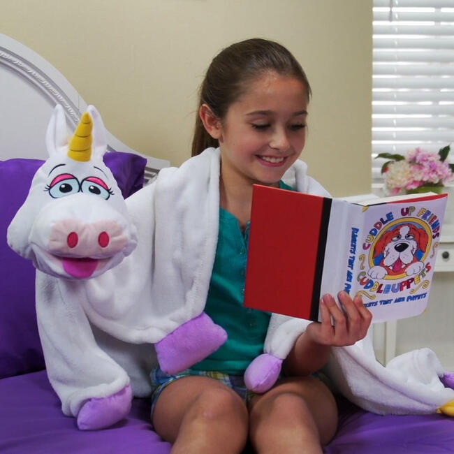 Cuddleuppets: Unicorn - White-Purple - 2-In-1: Plush Puppet & Blanket - Plush - 2