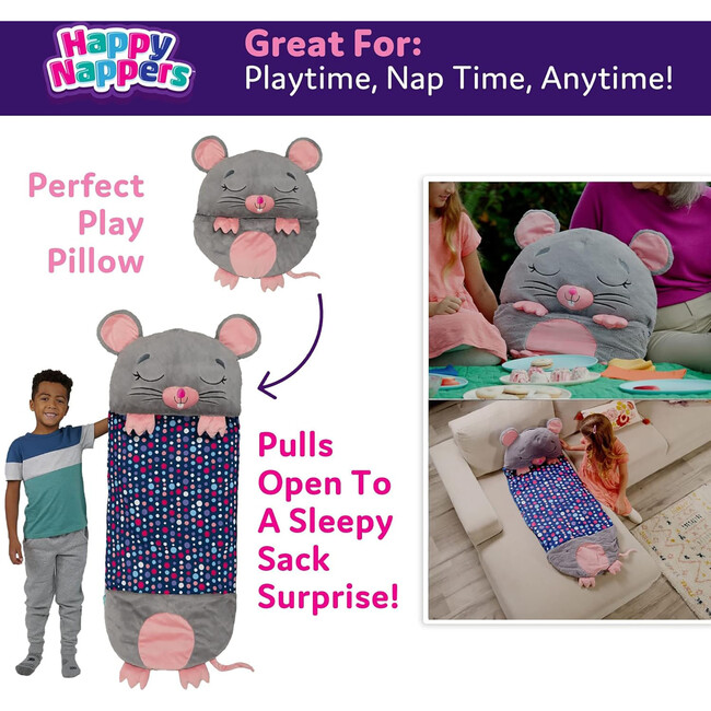 Happy Nappers: Pillow & Sleepy Sack: Large - Mouse - Plush - 4