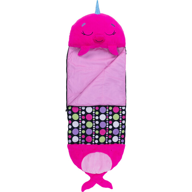 Happy Nappers: Pillow & Sleepy Sack: Medium - Neil The Pink Narwhal - Plush - 1