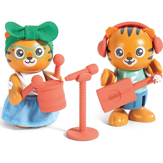 Hape: Milo & Melody Set - 2 Tiger Articulated Toy Figurines