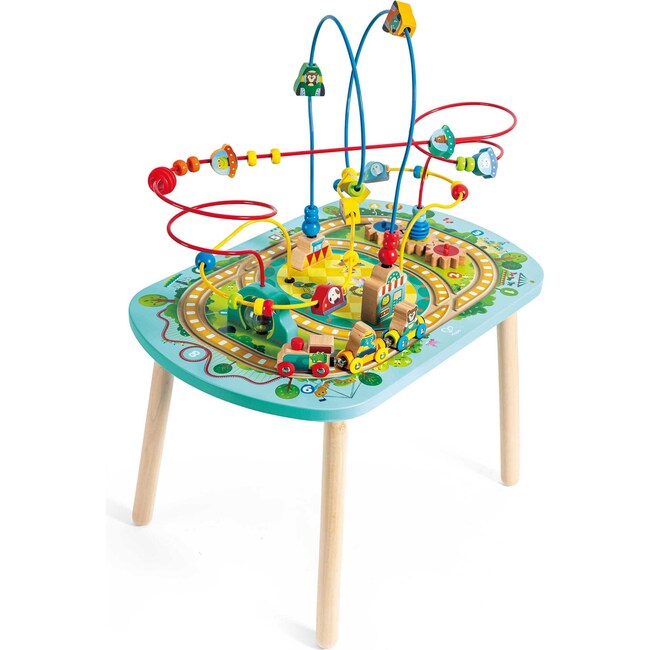 Hape: Twisting Railway Maze Table - Wooden Animal Graphics Maze Toy