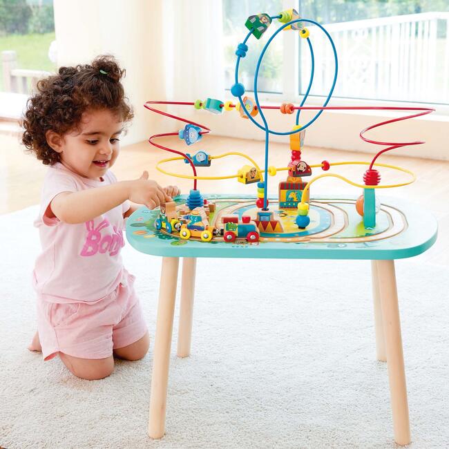 Hape: Twisting Railway Maze Table - Wooden Animal Graphics Maze Toy - Woodens - 2