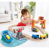 Hape: Lift & Load Harbor Set - 25 pc Land & Water Wooden Train Toy Playset - Woodens - 2