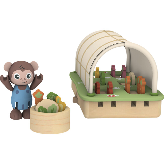 Hape: Organic Greenhouse Set - 10pc Wooden Miniature Gardening Toy Playset