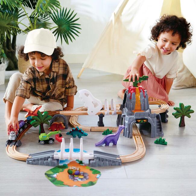 Hape: Dinosaur Railway Adventure Set - 61pc Train Playset - Woodens - 2