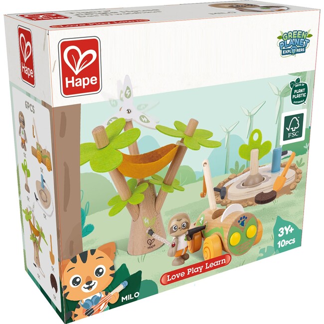 Hape: Tree Planting E-Car - 10pc Wooden Toy Set - Woodens - 2