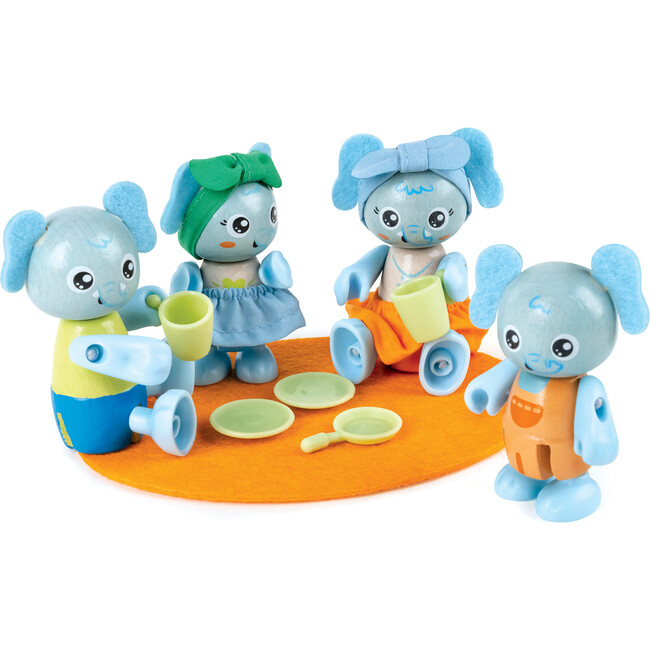 Hape: Wonderland Elephant Family - 4 Animal Articulated Figurines