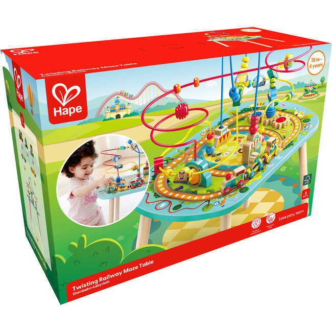 Hape: Twisting Railway Maze Table - Wooden Animal Graphics Maze Toy - Woodens - 5