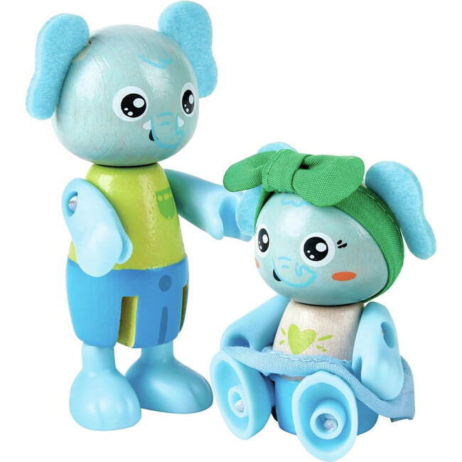 Hape: Wonderland Elephant Family - 4 Animal Articulated Figurines - Woodens - 3