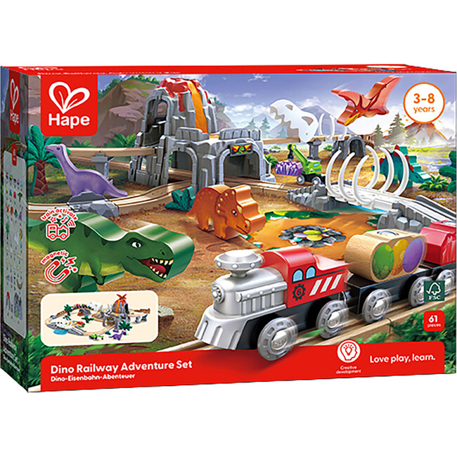 Hape: Dinosaur Railway Adventure Set - 61pc Train Playset - Woodens - 5