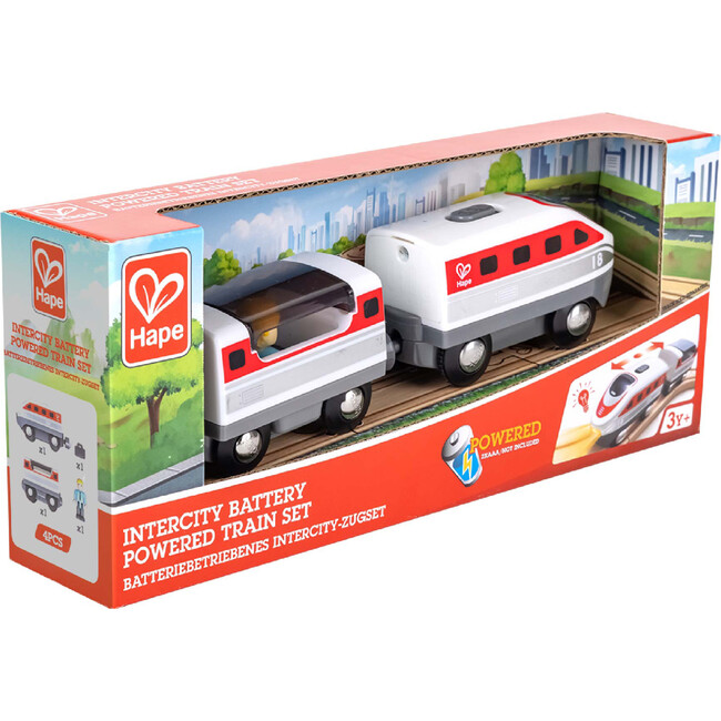 Hape: Intercity Battery Powered Train Set - Red & White - Woodens - 5