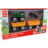 Hape: Diesel Freight Train- Green & Orange - 3pc Wooden Locomotive Toy - Woodens - 1 - thumbnail