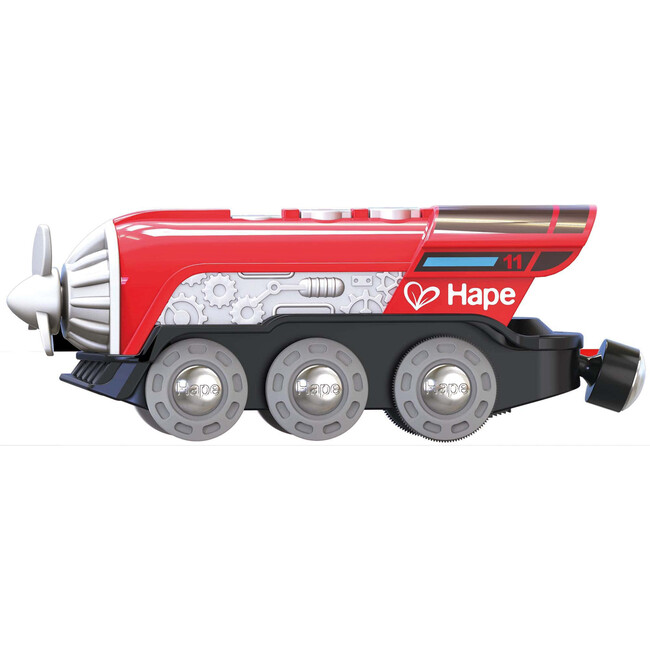 Hape: Light & Sound Propeller Engine - Red & Silver - Battery-Operated Train Toy