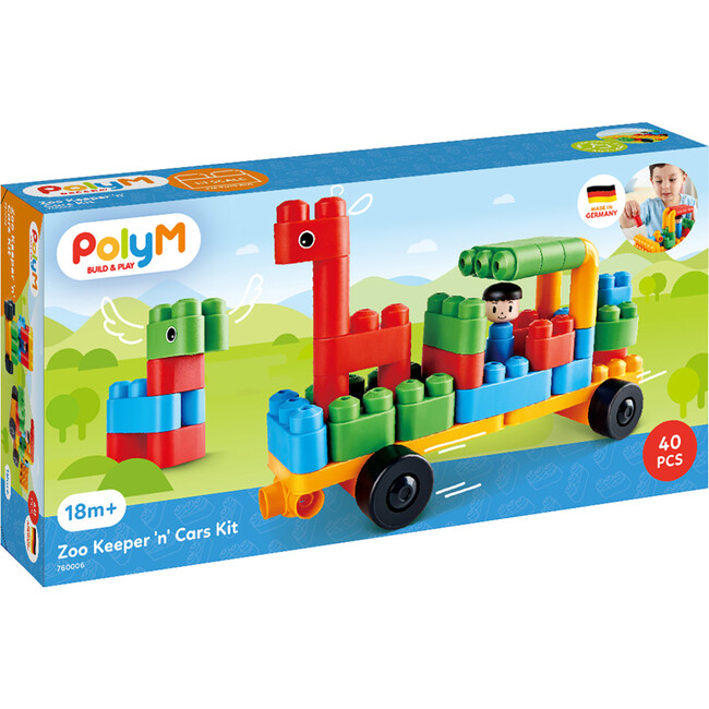 Hape: PolyM: Zoo Keeper 'n Cars Kit - 40pc - Woodens - 2