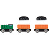 Hape: Diesel Freight Train- Green & Orange - 3pc Wooden Locomotive Toy - Woodens - 4