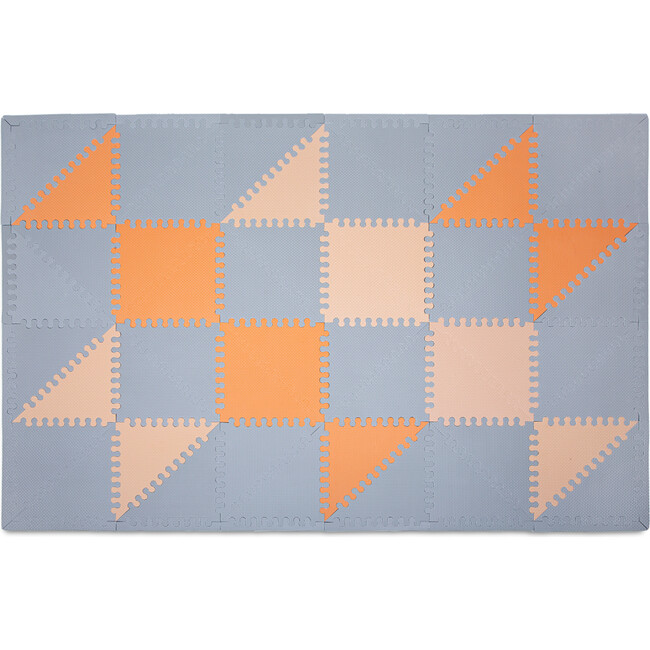 Hakuna Matte: Stylish Baby Play Mat: Grey-Beige-Orange - 72x48", 48 Triangle Foam Floor Tiles - Playmats - 1