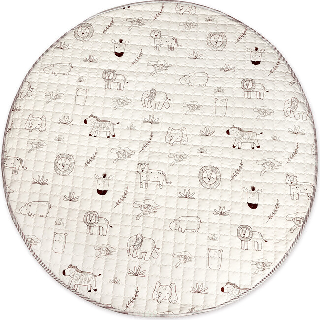 Hakuna Matte: Quilted Playmat – Safari Animals - 59" Circle, Padded Floor Blanket - Playmats - 1