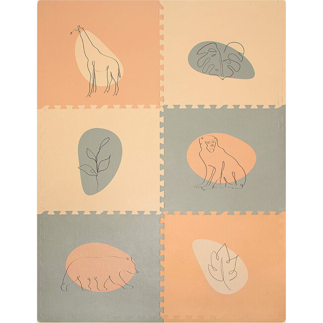 Hakuna Matte: Stylish Baby Play Mat: Jungle - Beige & Sage - 72x48", 6 XXL Foam Floor Tiles - Playmats - 1