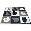 Hakuna Matte: Stylish Baby Play Mat: Animal - Blue-Grey-White - 72x72", 9 XXL Foam Floor Tiles - Playmats - 1 - thumbnail