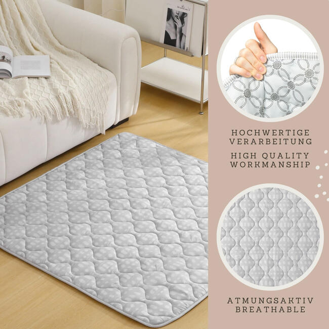 Hakuna Matte: Quilted Playmat: Grey & Dots - 50" Square, Soft Padded Floor Blanket - Playmats - 4