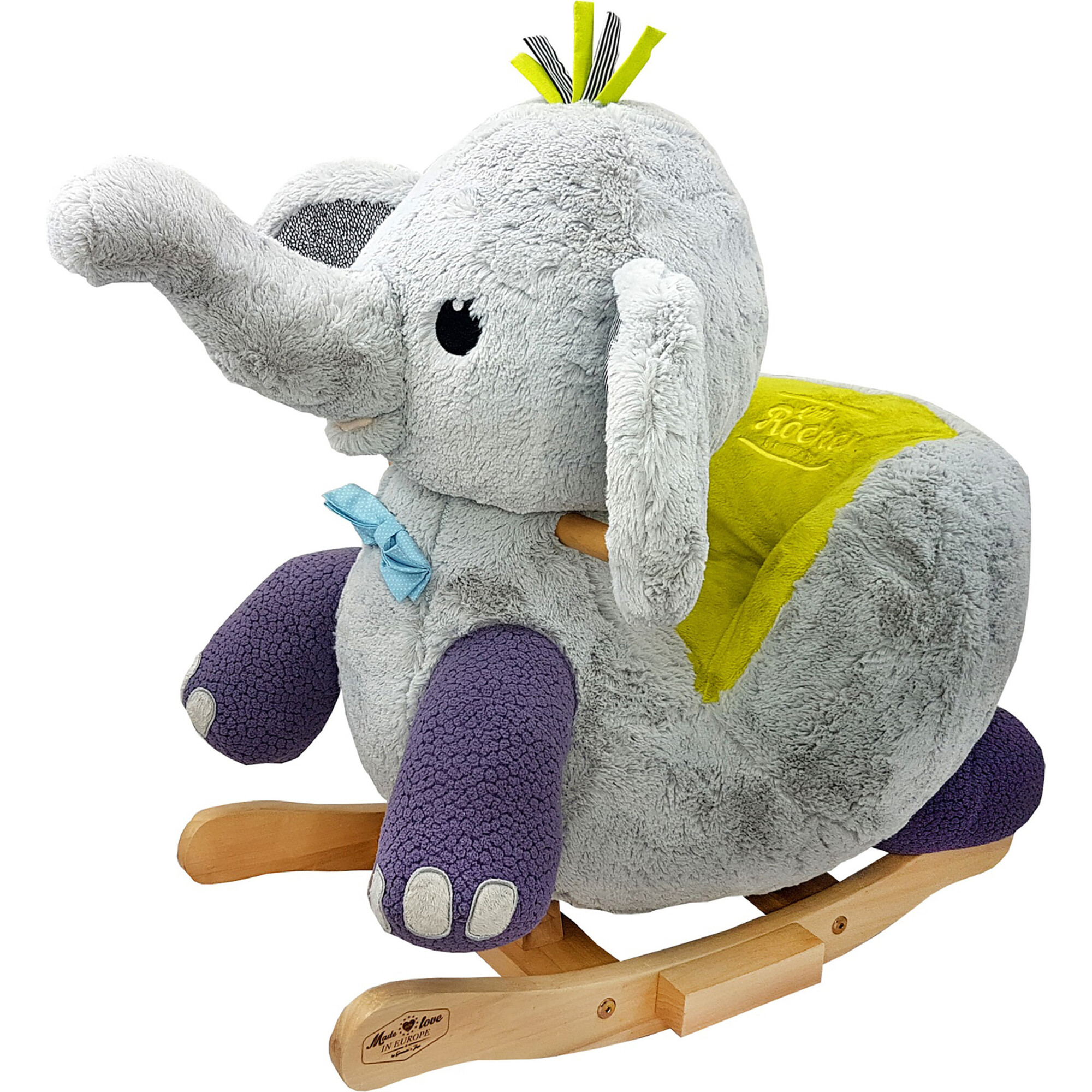 Gerardo's Toys: Little Rockers - Elephant - Wooden Plush Ride-On Rocking Animal Toy - Rockers - 1